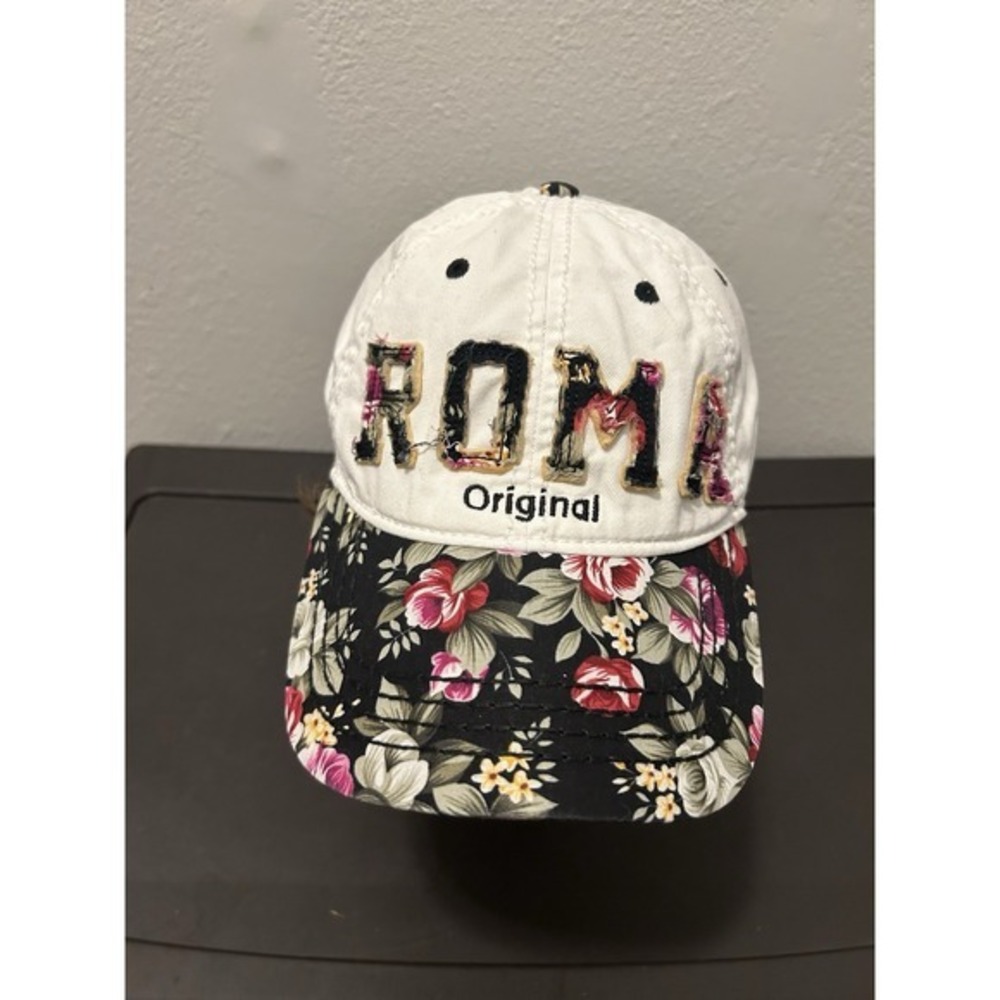ROMA Original Floral SnapBack Hat Cap Floral & White Robin Ruth Italia Adjustabl